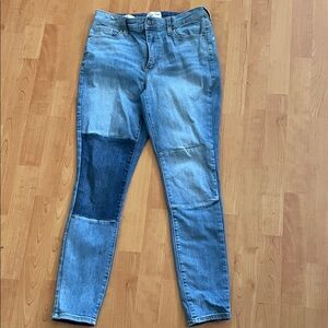 Universal Thread Patchwork Skinny Jeans - Light and Dark Blue